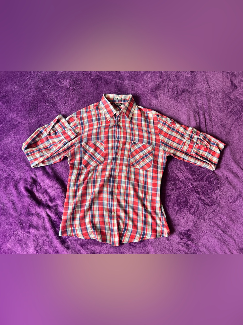 Men's Red Plaid Casual Button-Down Shirt